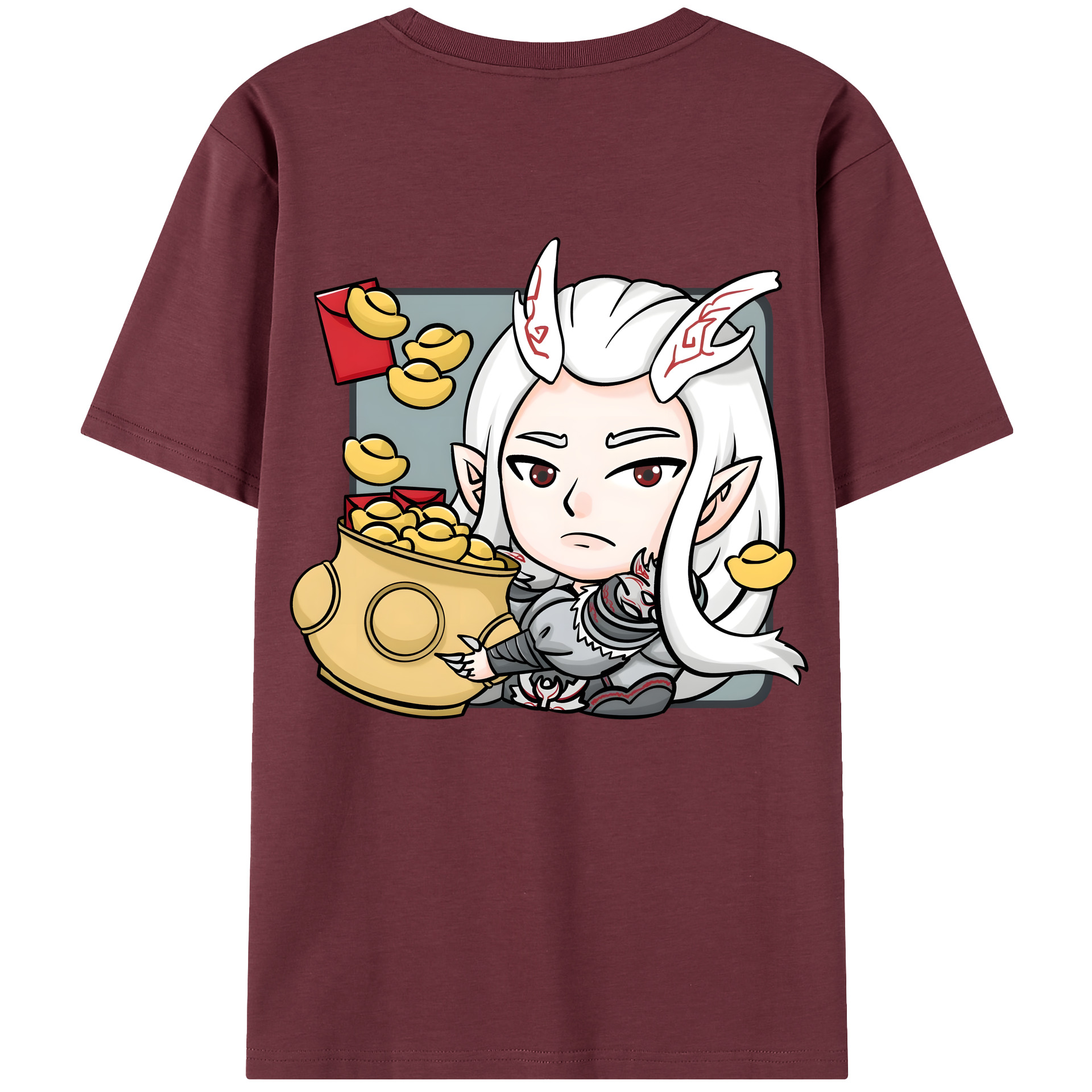 （画像用） Ne Zha 2 ナタ 魔童の大暴れ 綿100％半袖Tシャツ（背面プリント）